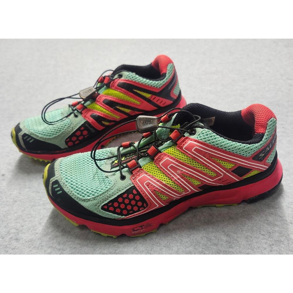 Salomon XR Mission 1 Womens Size 6 Trail Running Shoes Mint Pink Quicklace - Picture 3 of 6